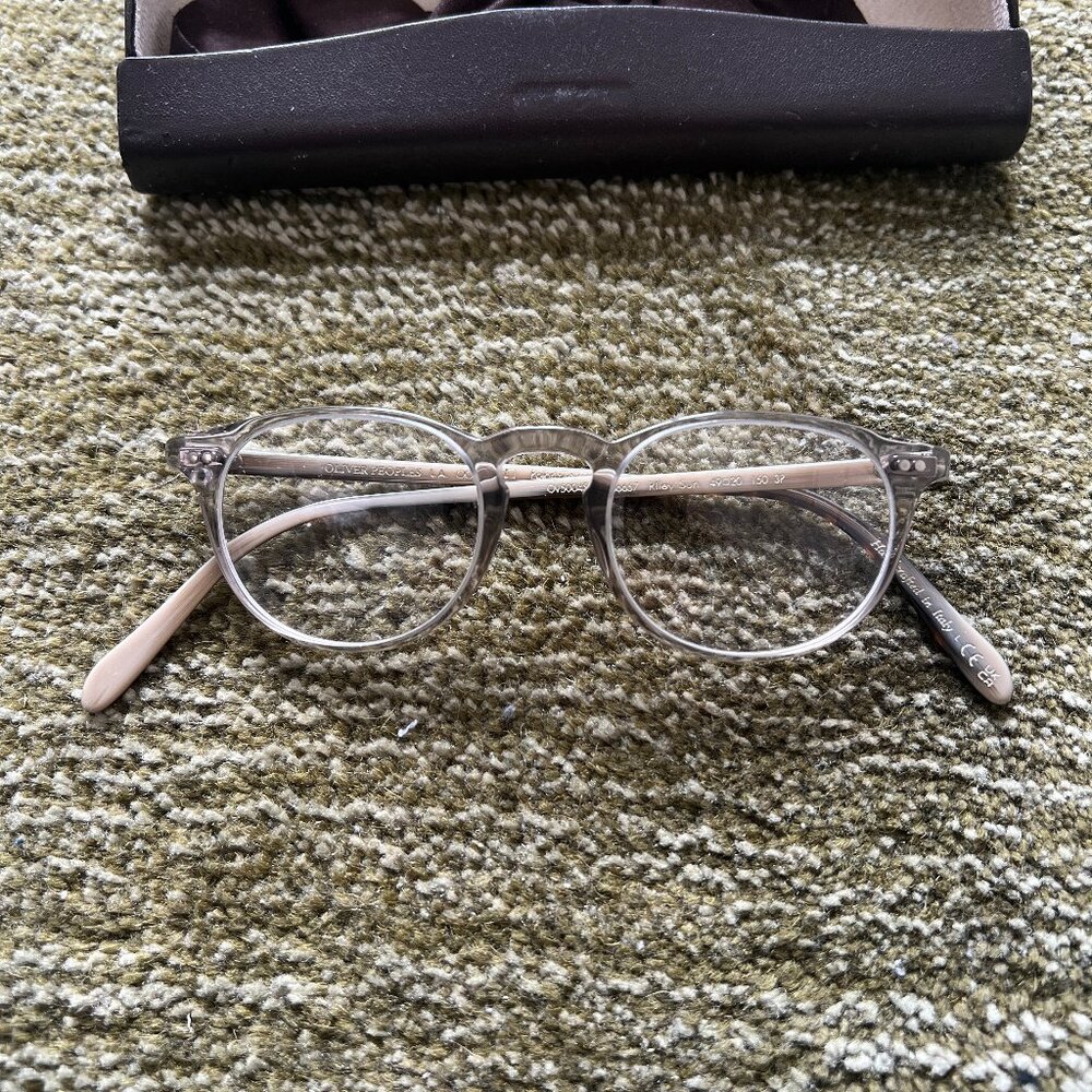 Oliver Peoples Translucent Clear Beige Round Glasses